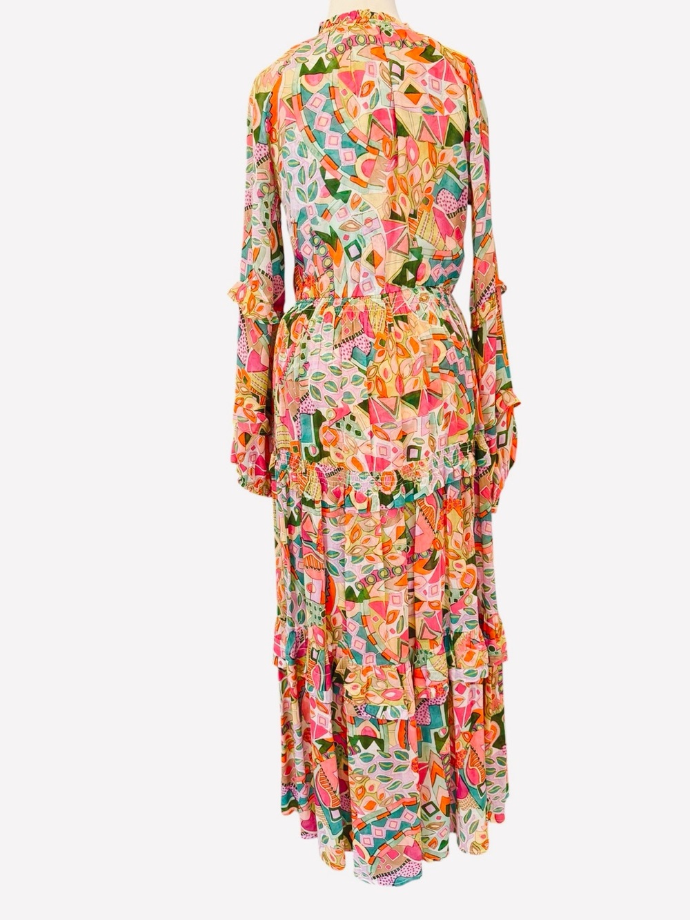 Tolani Tiered Boho Maxi Dress Abstract Geometric Print Size Small - Picture 4 of 13